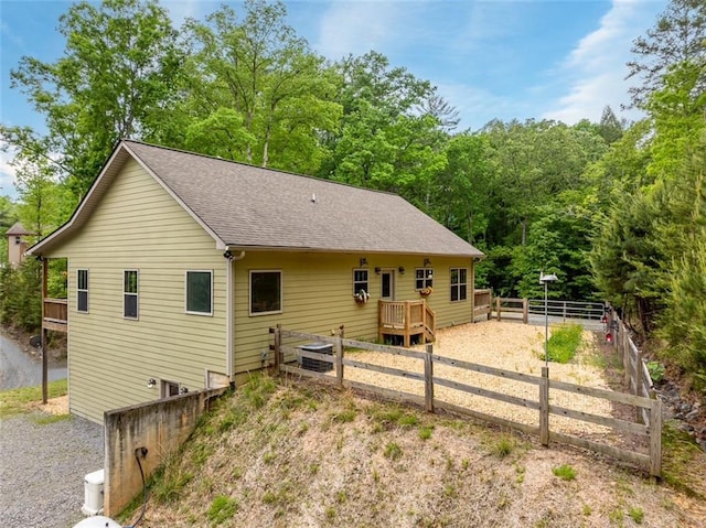 102 Waleska Ln, Ellijay, GA 30540 - back of house with roof with shingles and a wooden deck