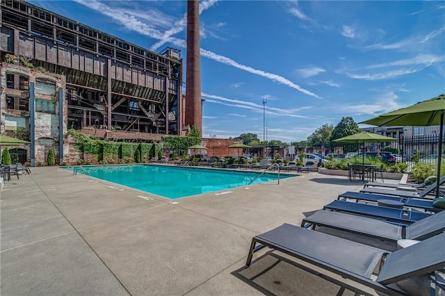 view of pool featuring a patio area