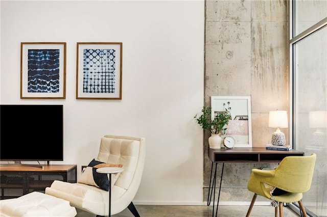 home office with baseboards