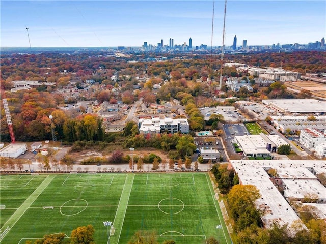 aerial view featuring a city view