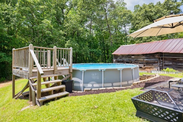 6127 Yellow Creek Rd, Murrayville, GA 30564 - outdoor pool featuring a lawn and a wooden deck