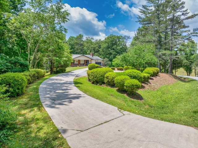 6127 Yellow Creek Rd, Murrayville, GA 30564 - view of front of property featuring concrete driveway, a chimney, and a front lawn