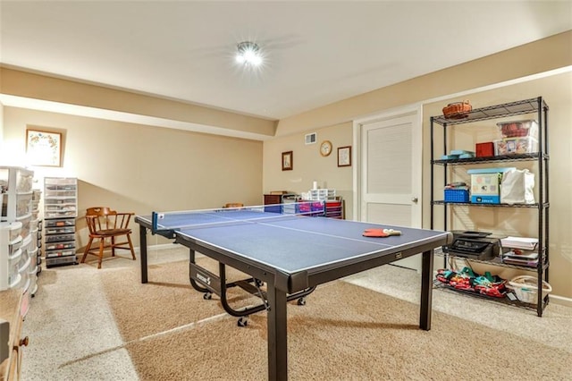 recreation room featuring carpet floors