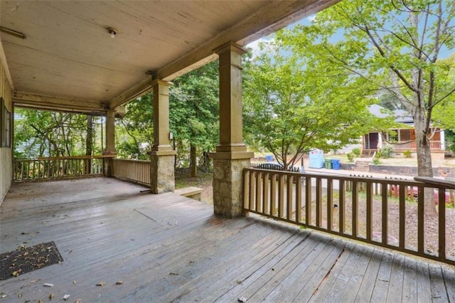 deck featuring a porch