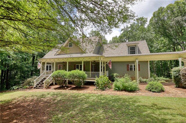 116 Woolsey Creek Trl, Fayetteville, GA 30215 - rear view of property featuring covered porch and a yard