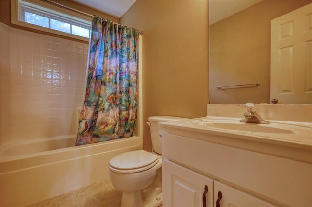 116 Woolsey Creek Trl, Fayetteville, GA 30215 - full bathroom with tile patterned flooring, shower / tub combo with curtain, toilet, and vanity