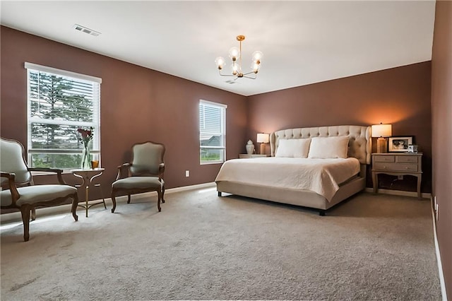 108 Wildflower Trce, Dallas, GA 30132 - bedroom featuring a chandelier, multiple windows, carpet, and baseboards