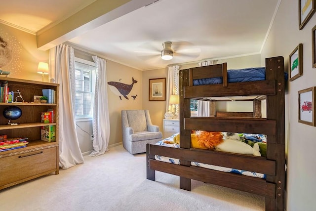2195 Edison Ave NE, Atlanta, GA 30305 - carpeted bedroom with baseboards, a ceiling fan, and ornamental molding