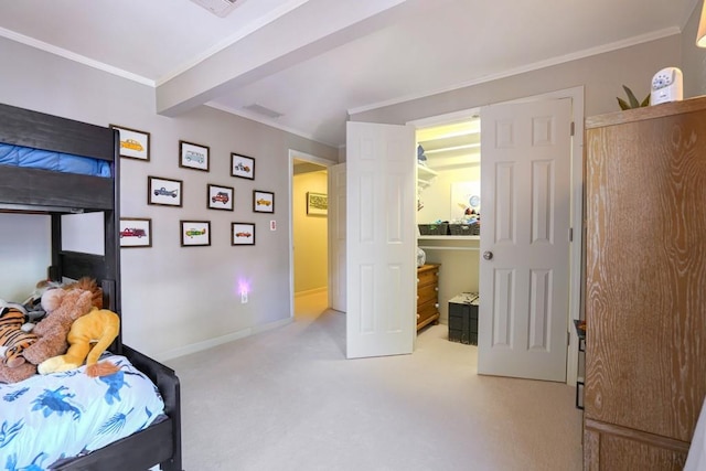 2195 Edison Ave NE, Atlanta, GA 30305 - bedroom with baseboards, crown molding, and light colored carpet