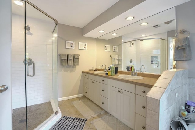 2195 Edison Ave NE, Atlanta, GA 30305 - full bath with a sink, tile patterned flooring, a stall shower, and visible vents