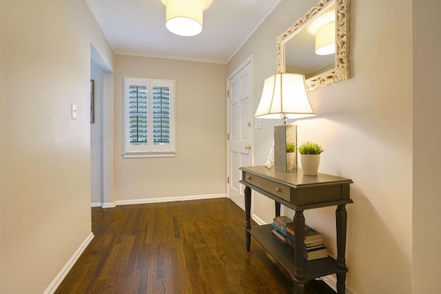 2195 Edison Ave NE, Atlanta, GA 30305 - corridor with baseboards, ornamental molding, and wood finished floors