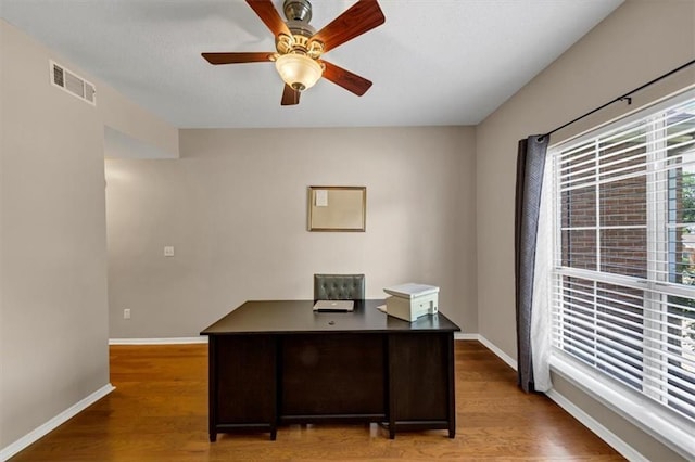 10535 Willow Meadow Cir, Alpharetta, GA 30022 - office with wood finished floors and ceiling fan