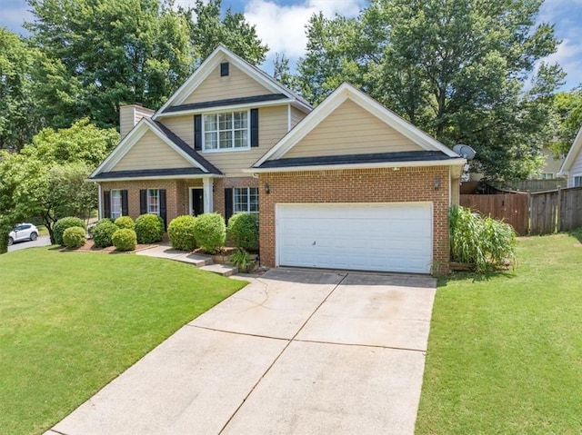 10535 Willow Meadow Cir, Alpharetta, GA 30022 - traditional home with driveway, brick siding, an attached garage, and a chimney