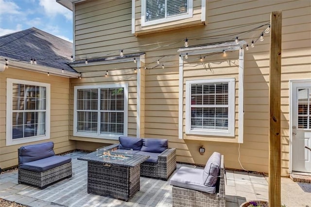 10535 Willow Meadow Cir, Alpharetta, GA 30022 - wooden terrace featuring an outdoor living space with a fire pit and a patio