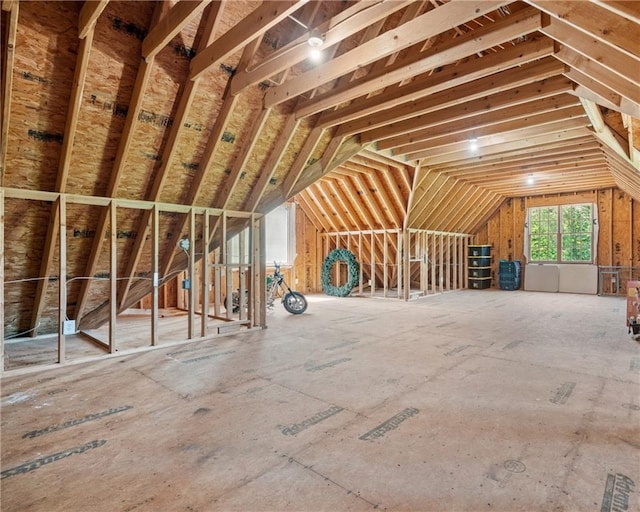 view of unfinished attic