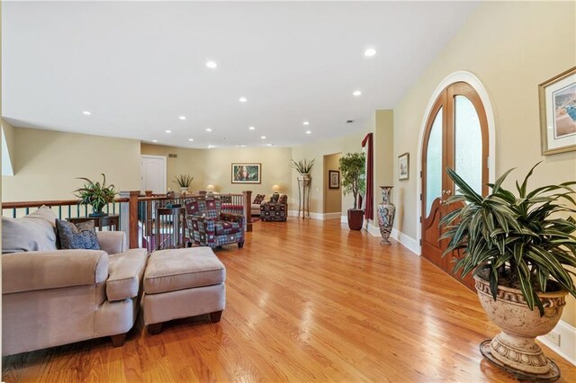 living room with light wood-type flooring