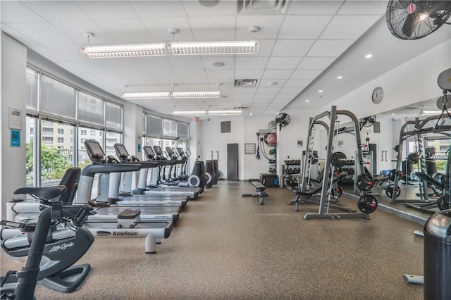 44 Peachtree Pl NE Unit 1929, Atlanta, GA 30309 - workout area featuring a paneled ceiling