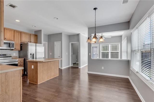 903 Duncan Ter, Canton, GA 30115 - kitchen with stainless steel appliances, a chandelier, healthy amount of natural light, a kitchen island, and recessed lighting