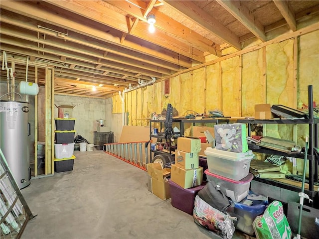 basement with water heater