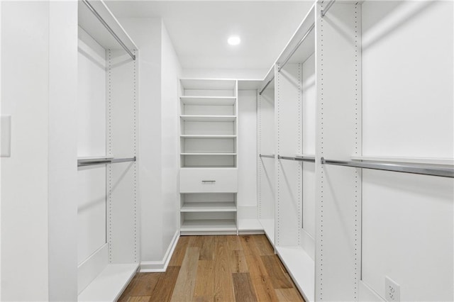 walk in closet featuring light hardwood / wood-style floors