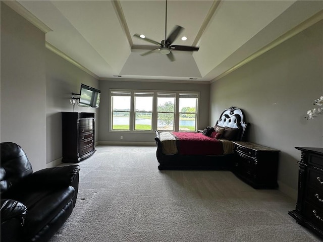 2657 Gray Mill Way, Loganville, GA 30052 - bedroom with light carpet, a raised ceiling, baseboards, recessed lighting, and ceiling fan