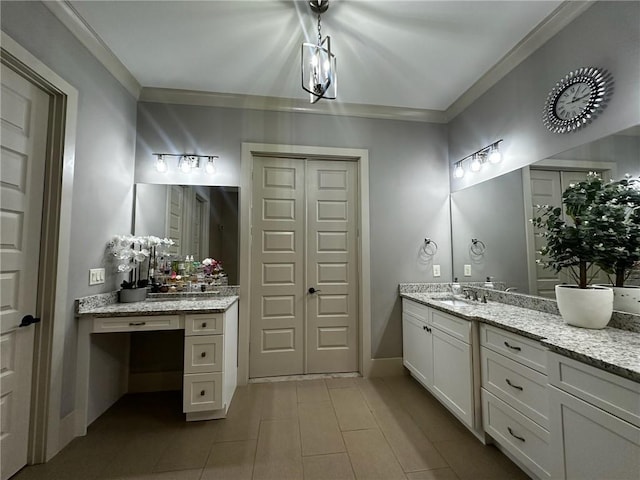 2657 Gray Mill Way, Loganville, GA 30052 - full bathroom featuring ornamental molding, tile patterned floors, and vanity