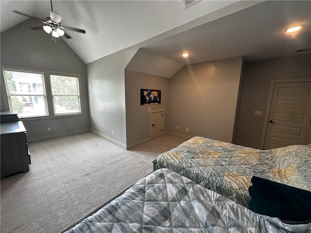 2657 Gray Mill Way, Loganville, GA 30052 - bedroom with vaulted ceiling, carpet, baseboards, and recessed lighting