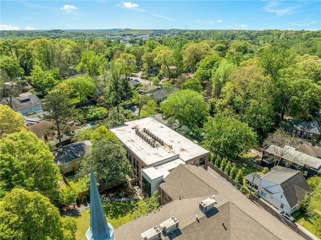 bird's eye view featuring a view of trees