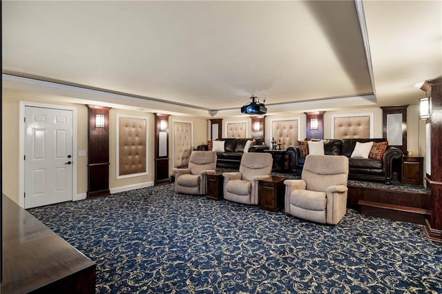 790 Thornberry Dr, Alpharetta, GA 30022 - living room with a tray ceiling, carpet flooring, crown molding, and baseboards
