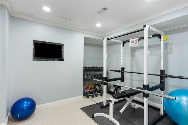 790 Thornberry Dr, Alpharetta, GA 30022 - exercise area featuring baseboards, crown molding, and recessed lighting
