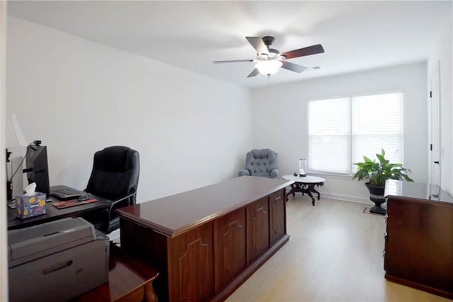 790 Thornberry Dr, Alpharetta, GA 30022 - office area with ceiling fan, light wood-style flooring, and baseboards