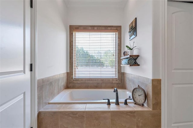 bathroom with a garden tub