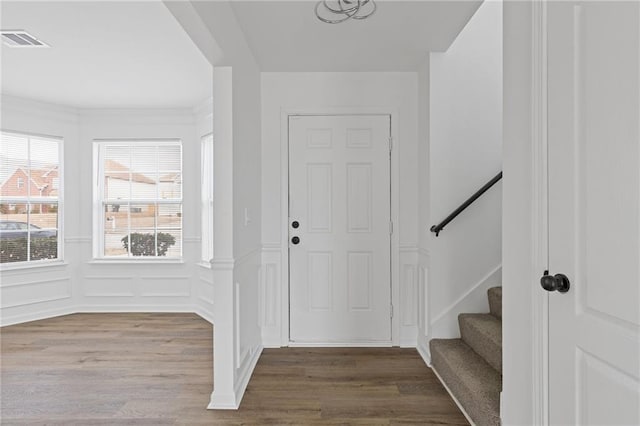 foyer with hardwood / wood-style floors