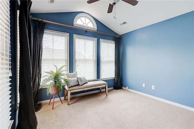 1160 Newpark View Pl Unit 8, Mableton, GA 30126 - sitting room featuring lofted ceiling, a ceiling fan, and carpet