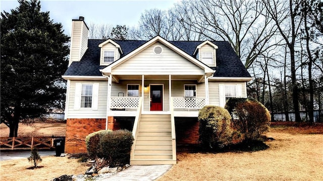 view of front facade featuring covered porch