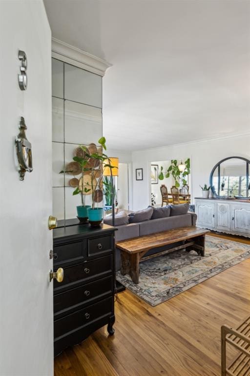 living area featuring dark wood-style flooring