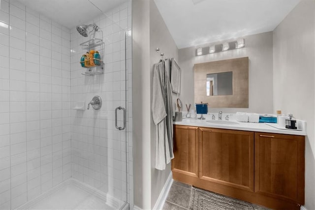 2881 Peachtree Rd NE Unit 1102, Atlanta, GA 30305 - full bathroom with a stall shower, vanity, and tile patterned floors