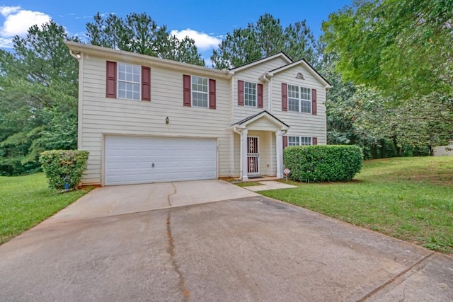 7459 Old Chapel, South Fulton, GA 30349 - traditional-style house featuring concrete driveway, an attached garage, and a front lawn