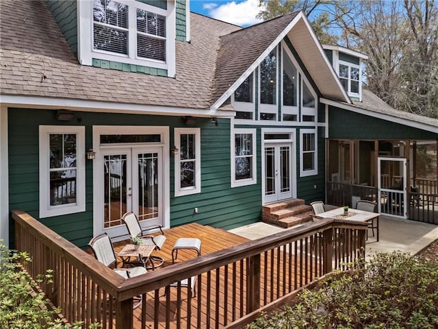 12 Rosalyn Rd, Georgetown, GA 39854 - wooden terrace featuring french doors, a sunroom, entry steps, and a patio