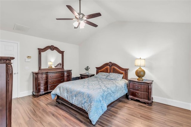 335 Pintail Ct, Suwanee, GA 30024 - bedroom featuring vaulted ceiling, wood finished floors, baseboards, and a ceiling fan