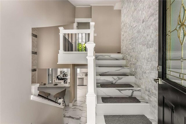 5219 Legendary Ln, Acworth, GA 30102 - staircase with marble finish floors