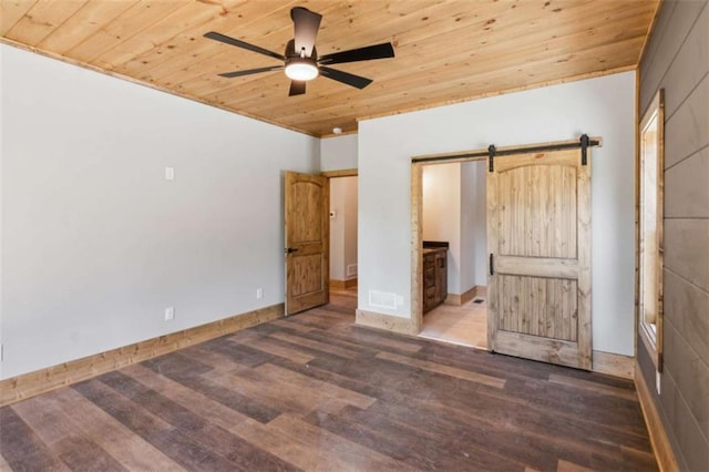 78 Pocola Ct, Ellijay, GA 30536 - unfurnished bedroom with wooden ceiling, a barn door, and wood finished floors