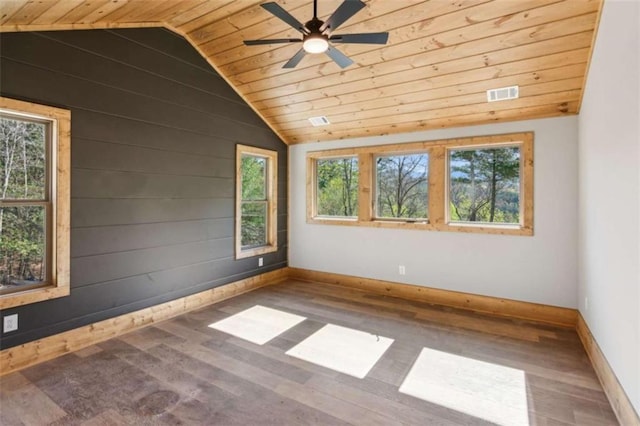 78 Pocola Ct, Ellijay, GA 30536 - unfurnished room featuring visible vents, plenty of natural light, wood ceiling, and lofted ceiling