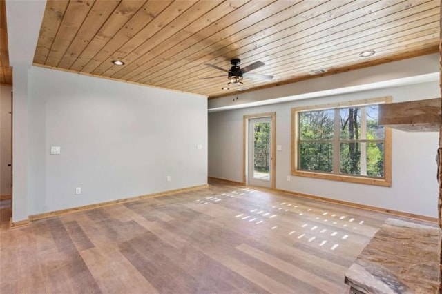 78 Pocola Ct, Ellijay, GA 30536 - unfurnished room featuring light wood-style floors, a ceiling fan, wood ceiling, and a healthy amount of sunlight