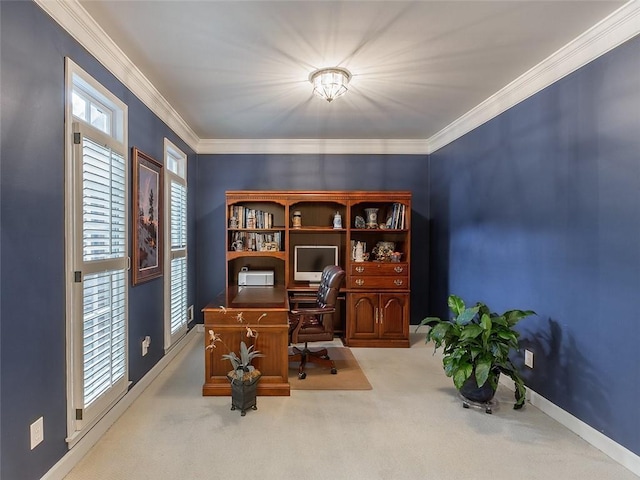 3580 Treeline Pass NE, Roswell, GA 30075 - office area featuring carpet floors and crown molding