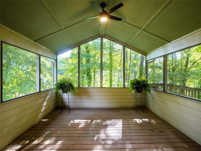 3580 Treeline Pass NE, Roswell, GA 30075 - unfurnished sunroom featuring ceiling fan and lofted ceiling