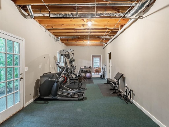 3580 Treeline Pass NE, Roswell, GA 30075 - workout room featuring baseboards and carpet flooring