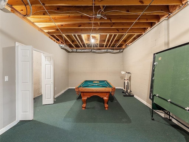 3580 Treeline Pass NE, Roswell, GA 30075 - recreation room with billiards table and concrete block wall