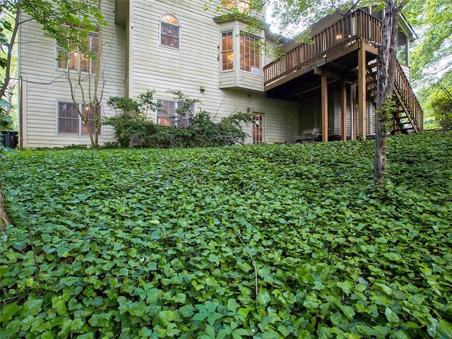 3580 Treeline Pass NE, Roswell, GA 30075 - view of yard with a wooden deck and stairway