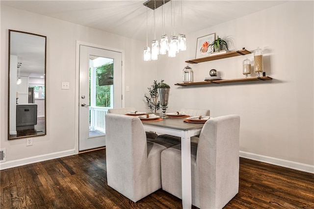 437 Valley Brook Dr NE, Atlanta, GA 30342 - dining space featuring dark wood-style floors and a chandelier